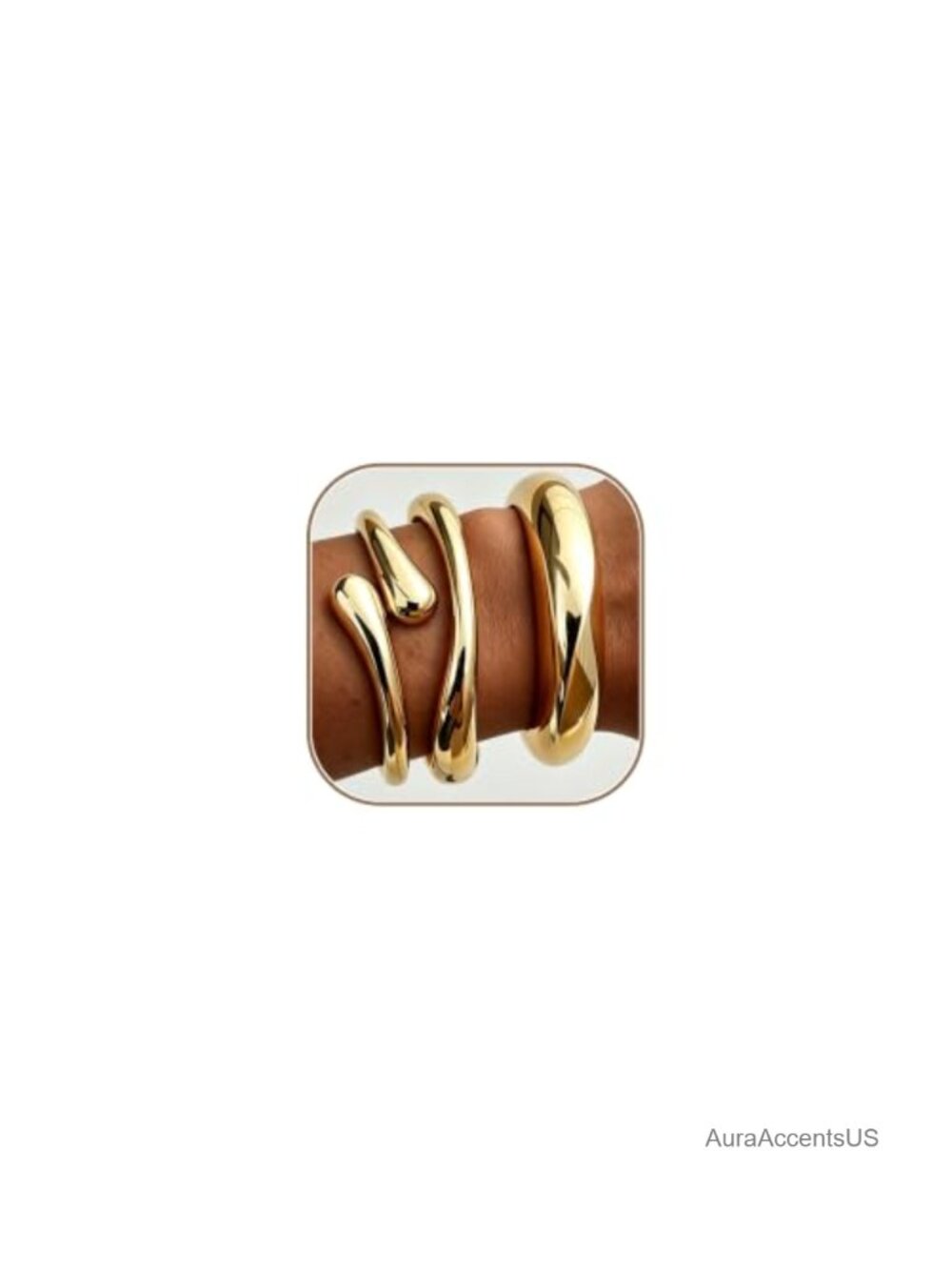 Chunky Gold Plated Bangle Set for Women Stackable Cuff Bracelets 14K
